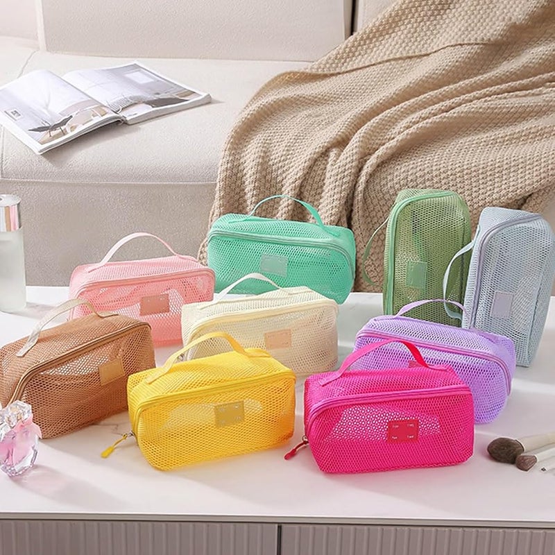 Light Large Capacity Mesh Cosmetic Organizer Bag With Multiple Compartments For Travel Storage - Image 5
